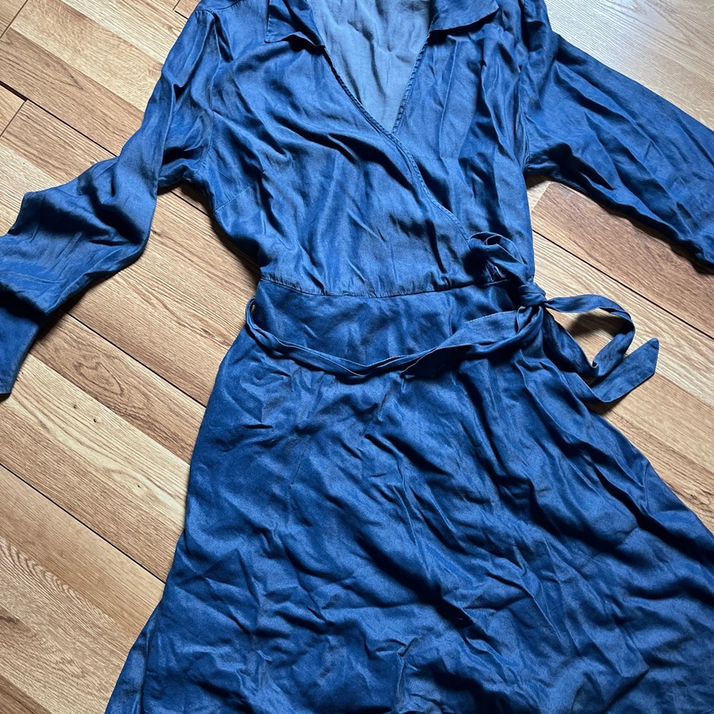 Elegant Blue Wrap Dress